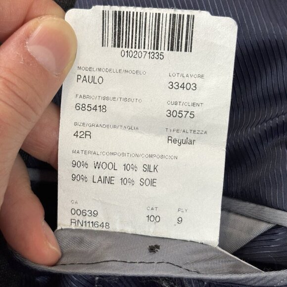 S. Cohen Montreal Mens Sport Coat Size 42R Long Navy Blue Wool Silk Blazer Paulo - Picture 10 of 16